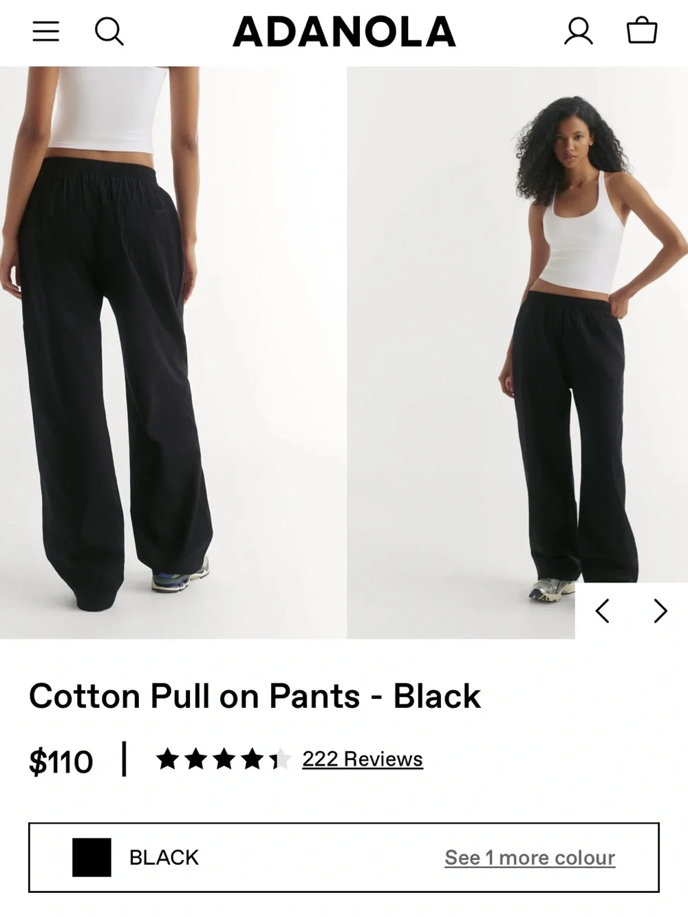 Adanola Black Wide-Leg 100% Cotton Pants - Picture 1 of 5